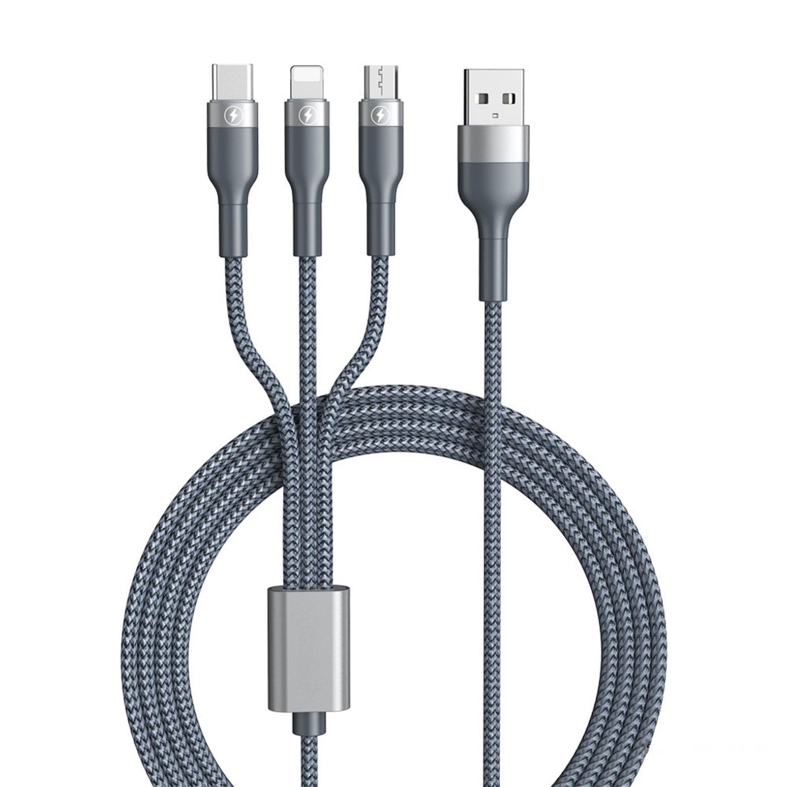 

3-IN-1 USB Cable Fast Charging Cable Multi Charging Cord USB Cord Adapter Braided Wire For Mobile Phone Tablet Laptop silver #1