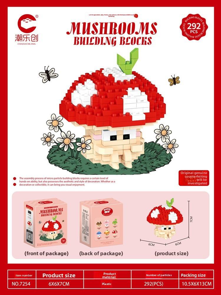 

Cartoon Mushroom Bear Design Building Block Set For Kids Creative Toy Building Hidden Mushroom