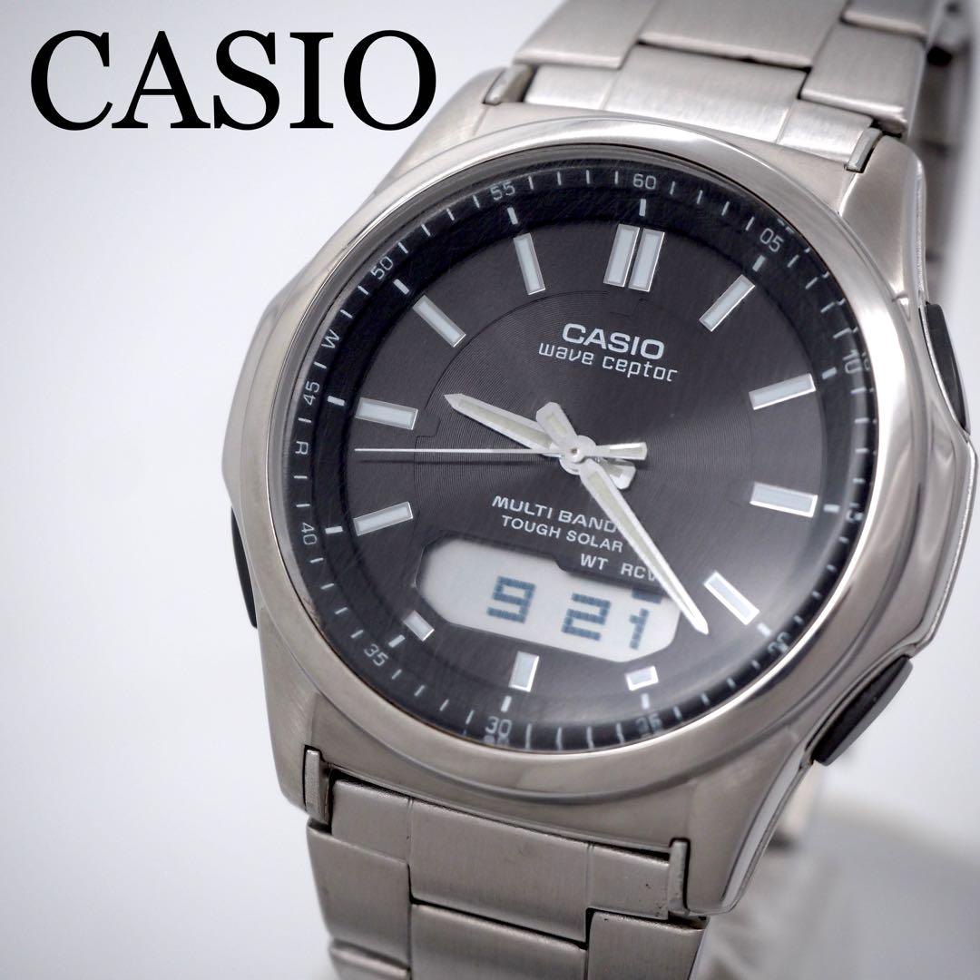 

[USED] 490 CASIO Men s Watch Radio-Controlled Solar Wave Ceptor Ana-Digi