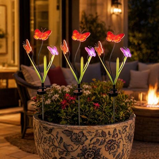 Solar Butterfly Flower Light Garden Lights Outdoor LED Waterproof
