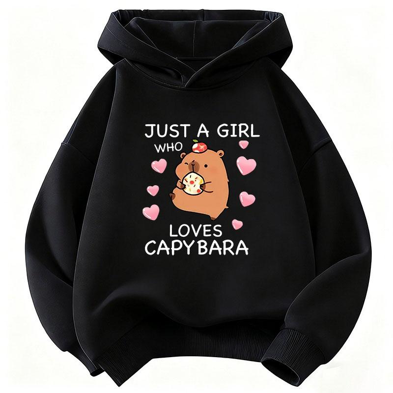 Just A Girl Who Love Capybara Hoodie Kids Cartoon Children's Sweatshirt Hoody for Boys Girls Casual Hoodies Funny Clothes