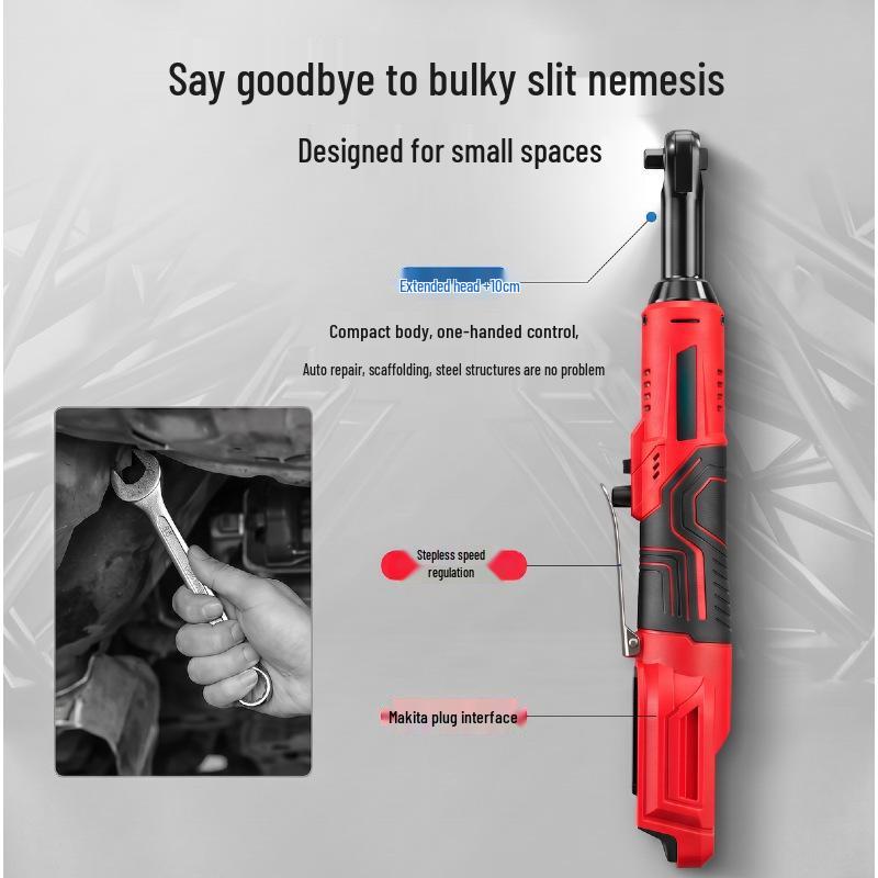 21V Electric Right Angle Ratchet Wrench with Lithium Battery for Auto Repair and Installation