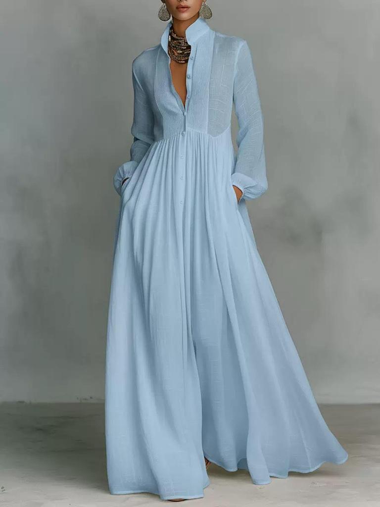 2026 Slimming Long-sleeve Waist-cinching Pleated Dress - French White Holiday Style