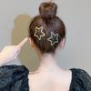 Metal Rhinestone Star BB Clip\ Geometric Hollow Hair Clip Bling Star Side Clip  Girls