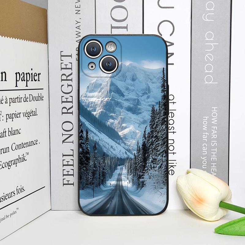 Vintage lesní krajina Sněžná hora Scenérie Pouzdro na telefon pro iPhone 17 16 12 11 14 Plus 13 15 ProMax 13 Mini X XS XR Měkký kryt