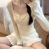 2KWEIRD T-shirts Women Floral Fake Two Pieces Korean Fashionable Designed All-match Hotsweet Y2k Tops High Street Basic Clothes Fairy