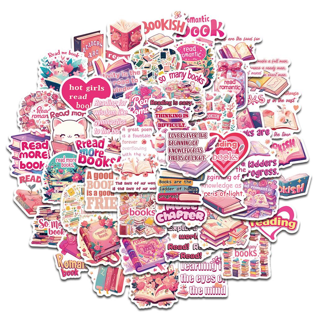 50 Pink Books In English Short Sentences Graffiti Stickers TUMUDIY Suitcase Notebook Decoration Stickers