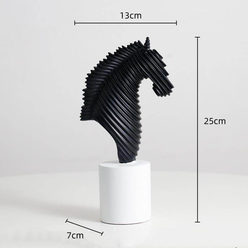 Abstract Striped Horse Head Horse Sculpture Abstract Striped Geometric Statue Arched Arc Decorative Figurines Home Decoration
