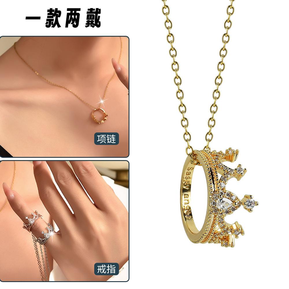 Suijue Pearl Sweater Chain Two Wear Crystal Flower Long Necklace Titanium Steel National Style Two Wear Function