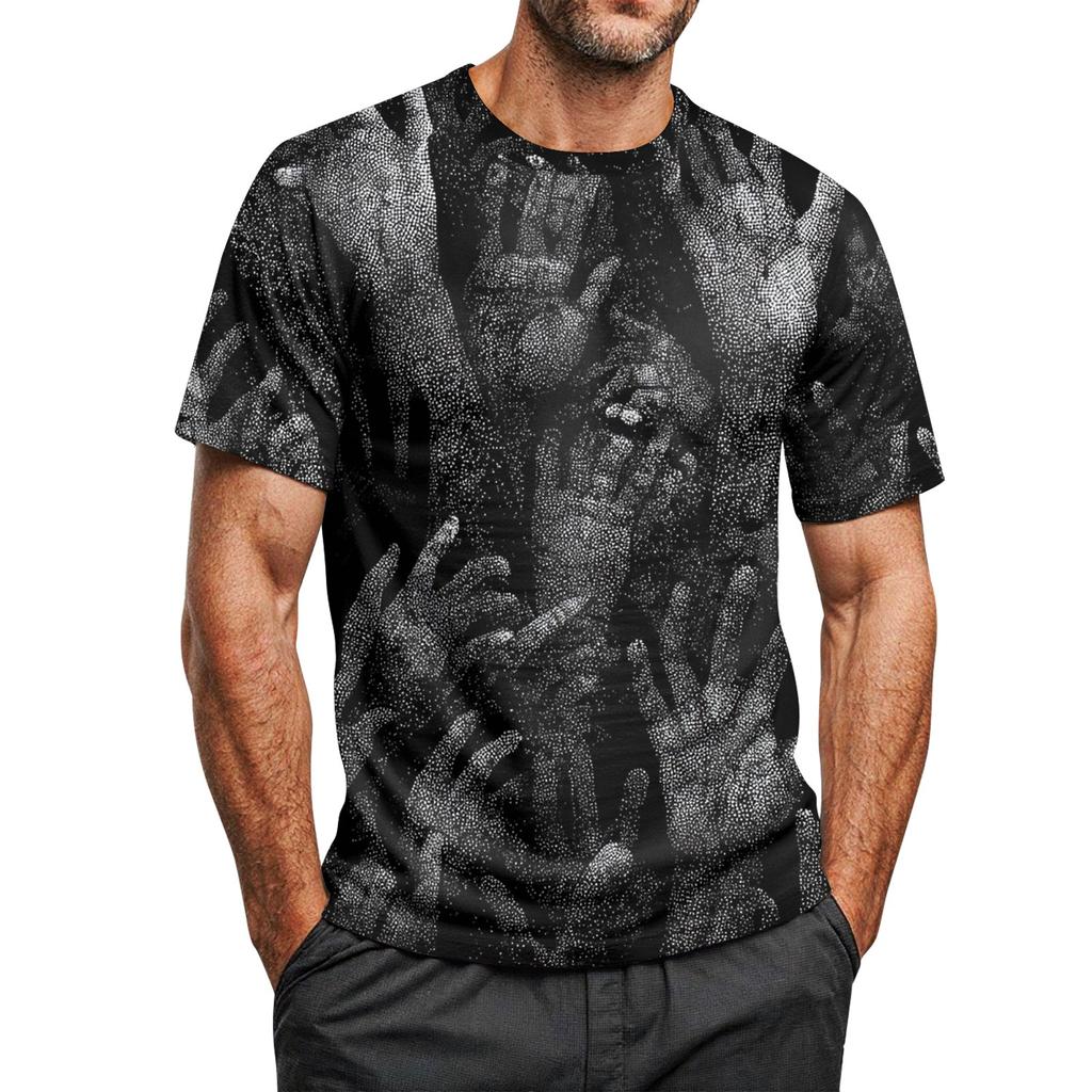 Men's Halloween Printed Round Neck Raglan Short Sleeve Top T-Shirt