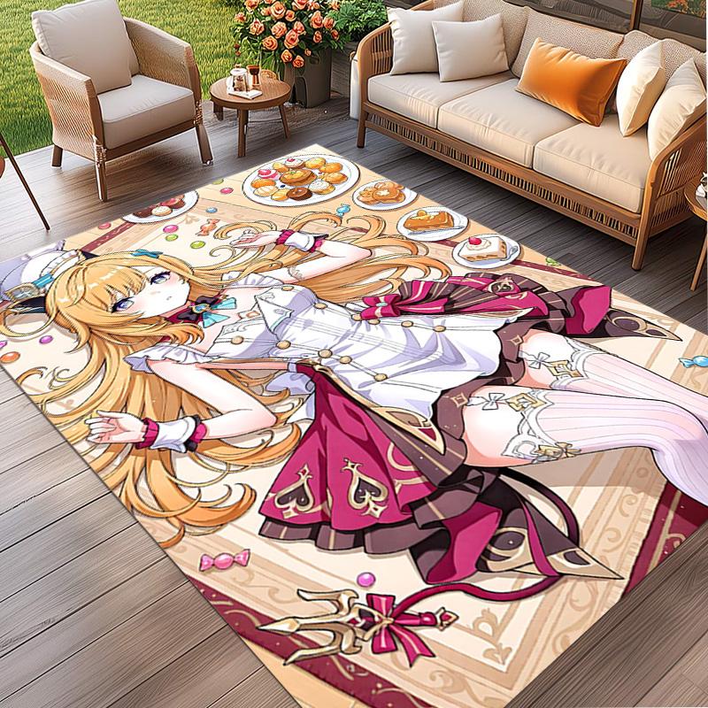 Genshin Impact Print Rug, Washable Floor Carpet, For Entryway Dorm Laundry Room Office Study, Home Decor Birthday Christmas Gift