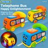Kids's Telephone Bus Car Montessori Educational Toy for Toddlers Over 1 Year Keyboard Intelligence Improvement Car Toys