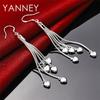 Exquisite 925 Sterling Silver Tassel Heart-Shaped Pendant Earrings for Women, Fashionable Wedding Jewelry Gift Accessories
