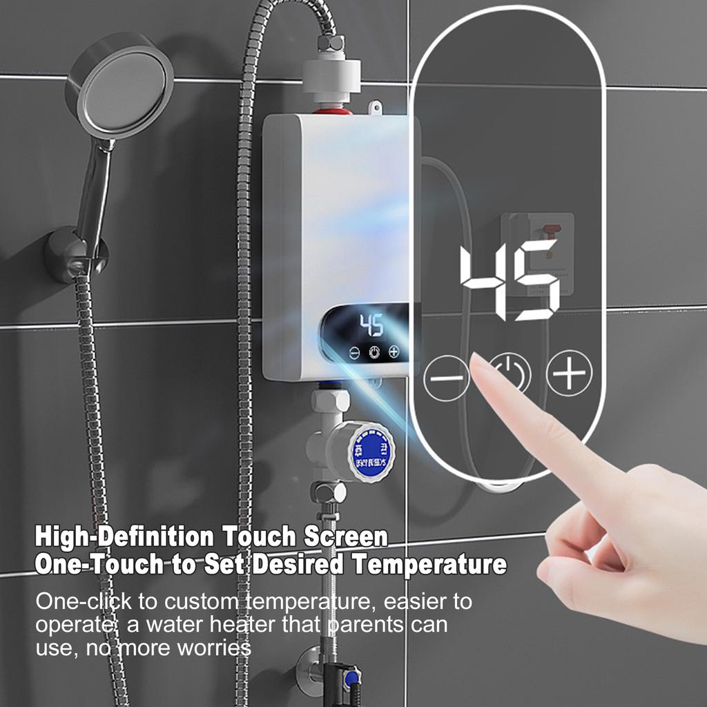 Tankless Water Heater, 3500W Electric Water Heater with LED Touchscreen and Shower Kit, Compact Digital Temperature