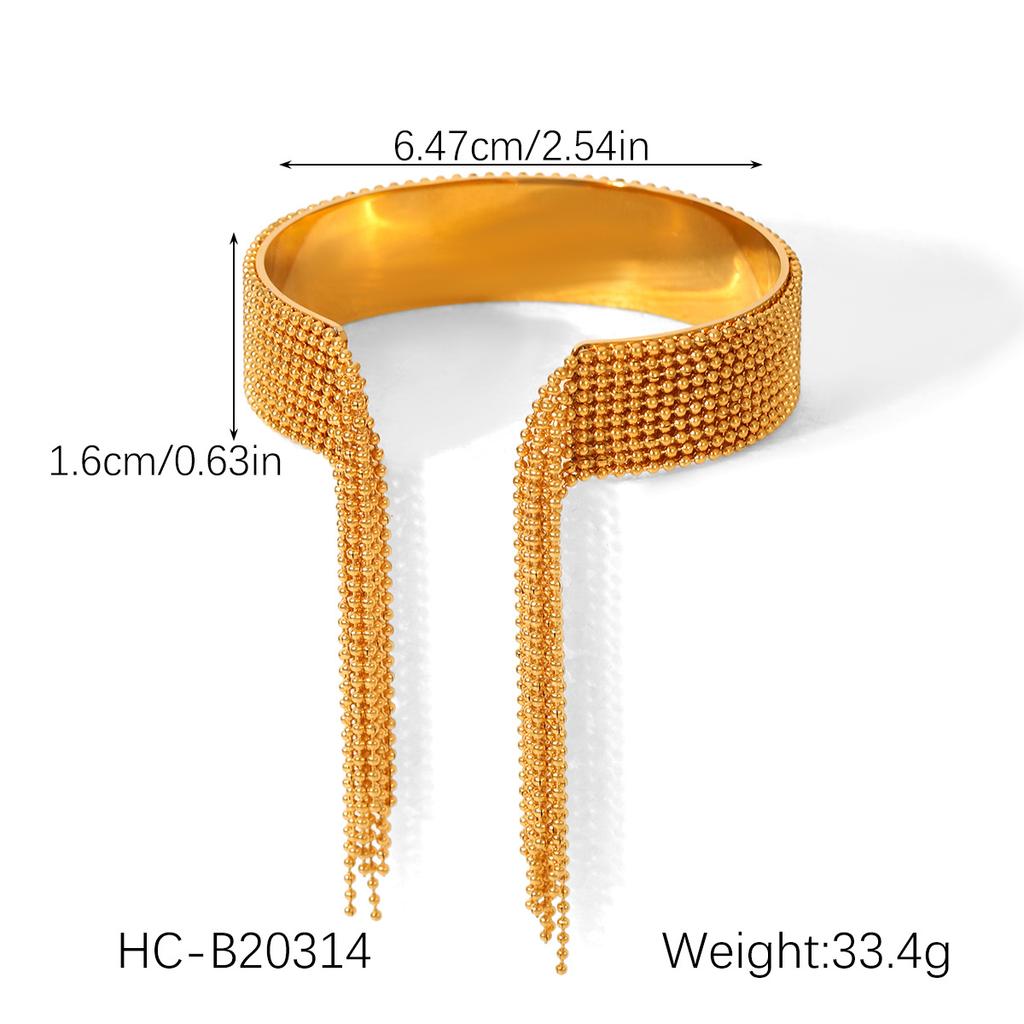 Stainless Steel Tassel Bangle Ring, Light Luxury High-end Ring, Color-block Titanium Steel Open Bangle