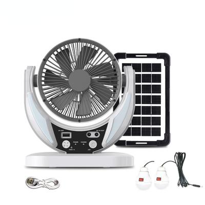 Solární ventilátor AC/DC dobíjecí mini stolní ventilátor Outdoor Camping Nouzový s LED USB porty Domácí kancelář Chladící vzduchové ventilátory