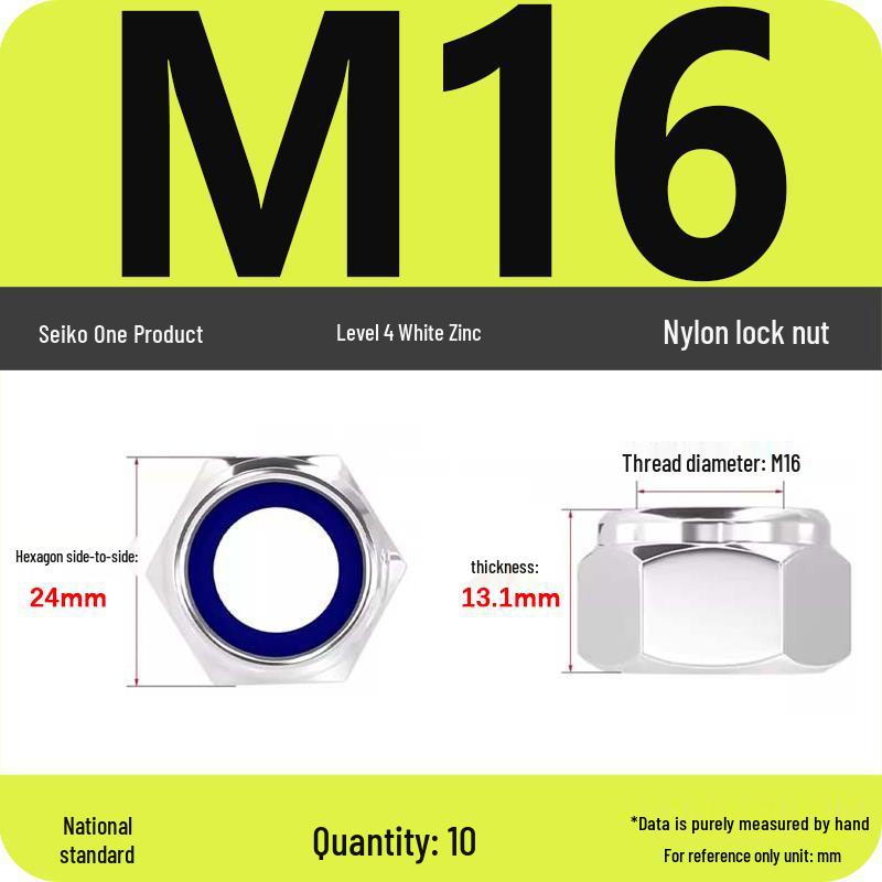 4.8-Grade Galvanized Black Nylon Anti-Loosening Self-Locking Nut for M3-M10 Threads