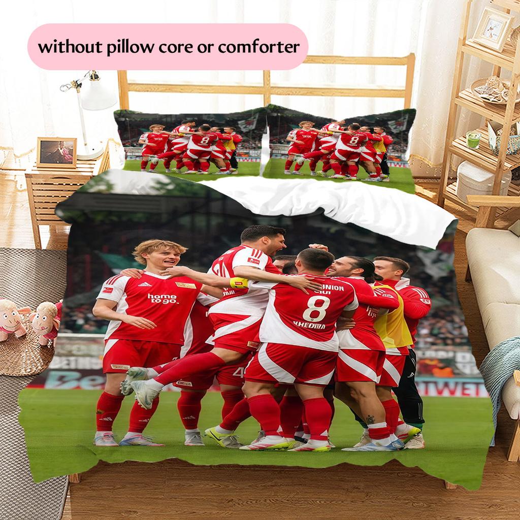Union Berlin Players Pattern Bedding Home Decoration Birthday Gift ( 1 Duvet Cover + 2 Pillowcase, Without Core),fan Merchandise.