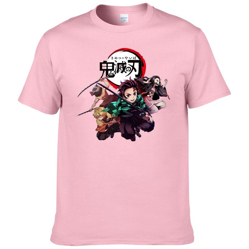 Printed Demon Slayer Kimetsu No Yaiba T-shirt Men's Harajuku 100% Cotton Tee Short Sleeve T Shirt Summer Clothes Homme Tops F171