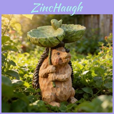 Hedgehog Garden Decor Resin Figurine With Bird Watering Feature For Outdoor Landscaping