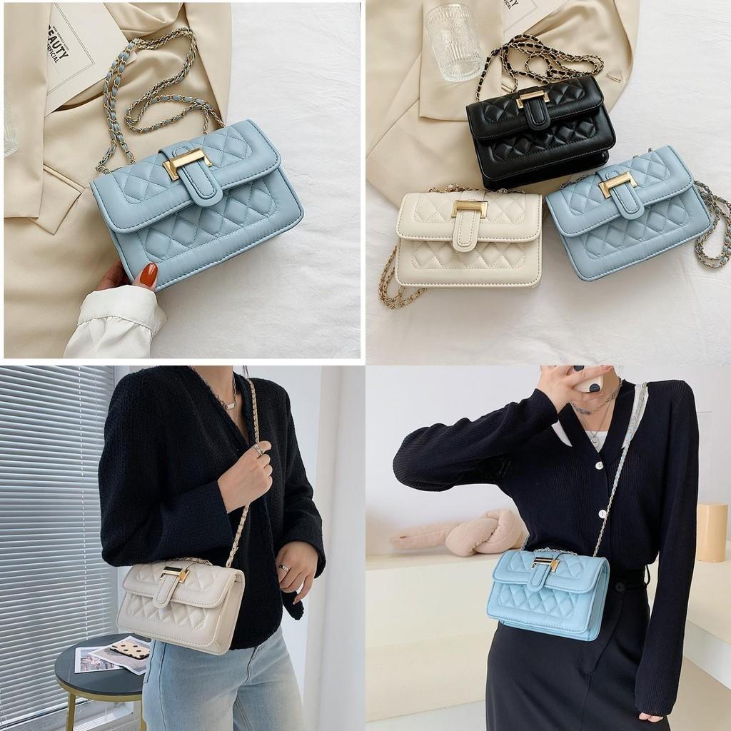 Fashionable Urban Chic Diamond Quilted Chain Shoulder Bag Stylish Small Pu Crossbody