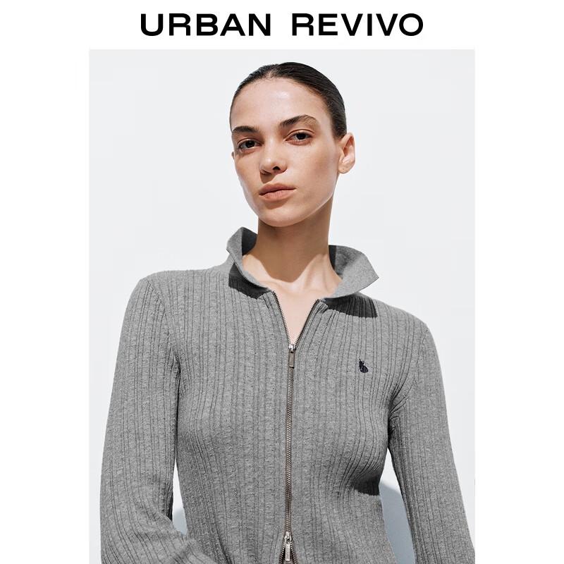 UR Women's Double Zipper Embroidered Knit Cardigan