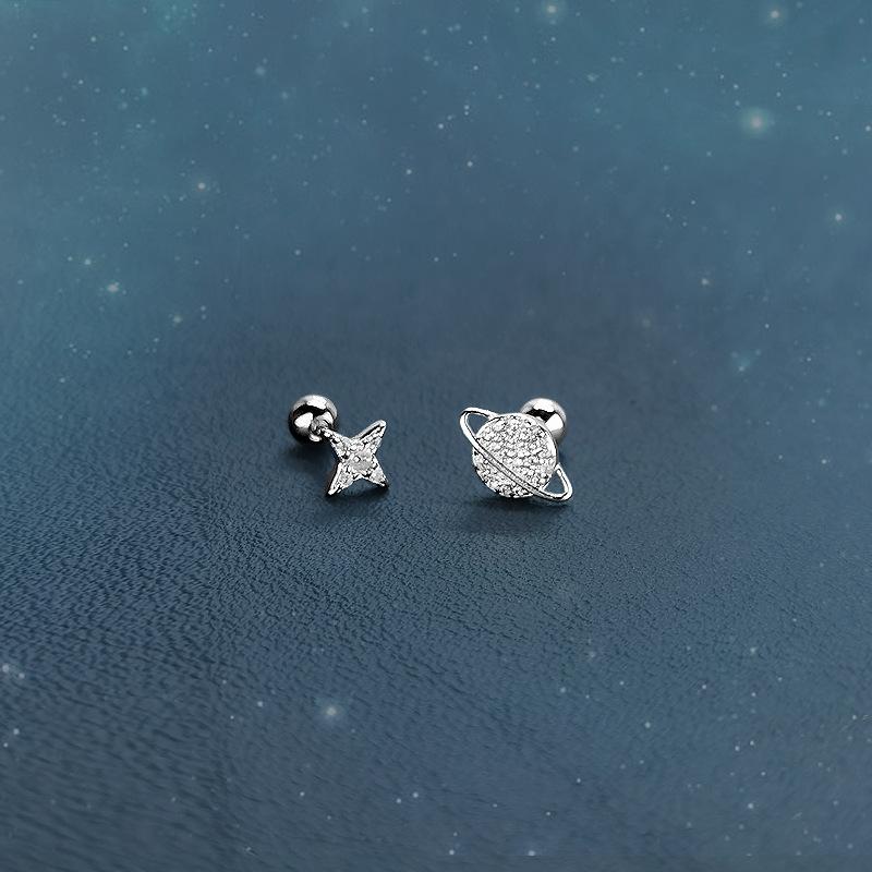 Silver Color Clover Zircon Stud Earrings for Women Sweet Exquisite Screw-Back Ear Piercing Jewelry Birthday Party Gifts