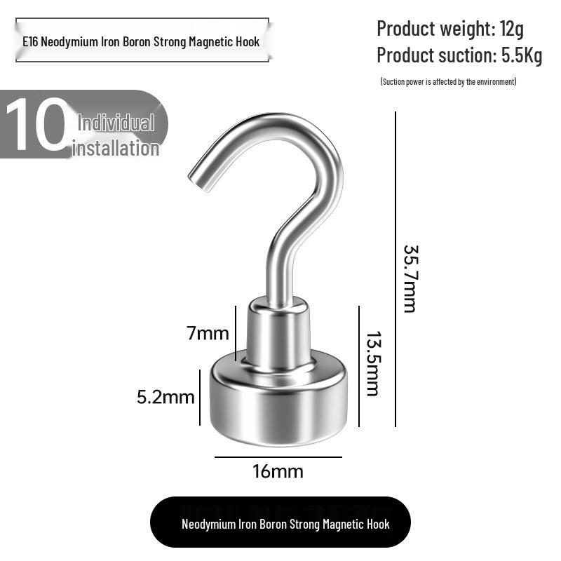 Silné magnetické lepicí háčky, bez vrtání, pro vysoké zatížení, velká velikost pro použití v kuchyni/na lednici.
