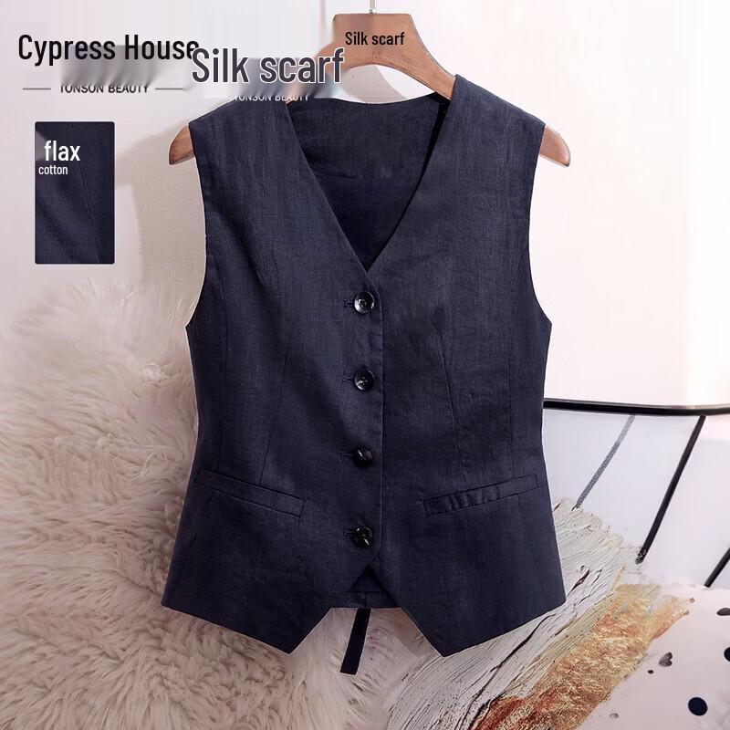 Sibaishe Women s Linen V-Neck Vest XL