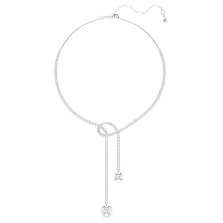 Swarovski Matrix Y-Shaped Imitation Crystal Pearl Pendant Necklace Women necklace Silver 5692416