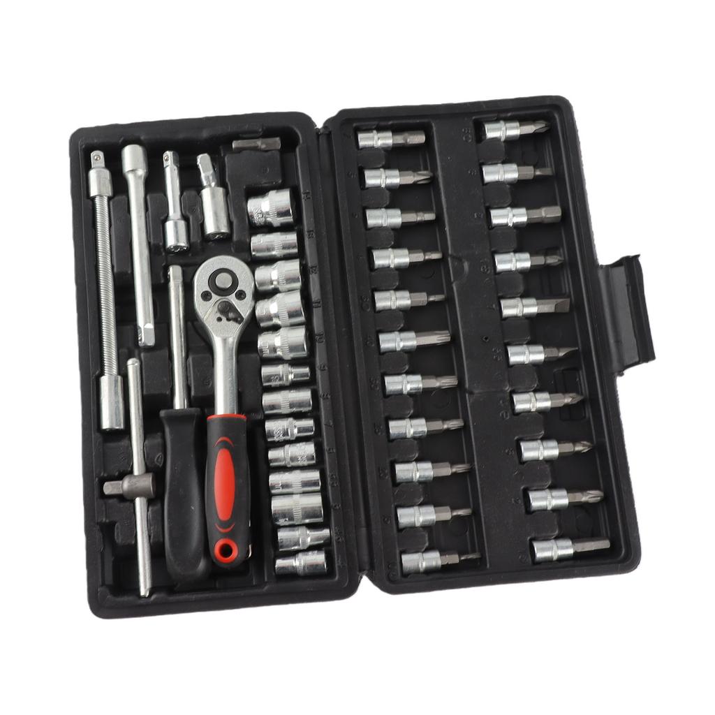 46PCS Vehicle Repair Ratchet Screwdriver Tool Complete Polished   for Motorcycle   Electric Bikes