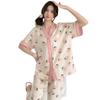 New Summer Thin Pajamas Women's Short-sleeved Trousers Girl's New Korean Version of Student Skin-friendly Small Fresh Loungewear
