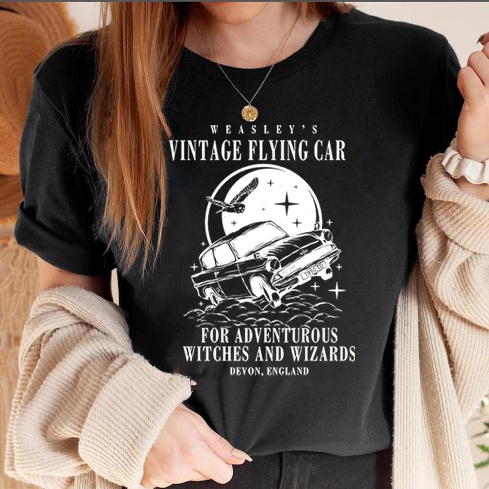 Vintage Fiying Car T Shirts Universal Shirt Unisex Harajuku Vintage Aesthetic ShortSleeve TShirts Oversized Streetwear Couples