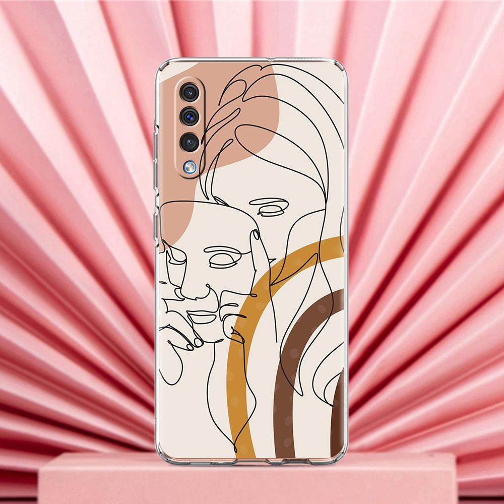 Phone Case For Samsung A56 A36 A26 A24 A16 A14 A12 A32 A50 A70 A20E A22 A40 A34 A54 A42 A52 5G A04s A06 Cover One Line Art