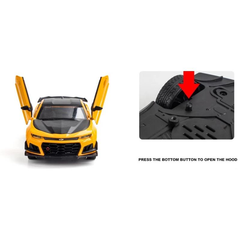 1/24 Alloy Die Cast Chevrolet Camaro Sports Car Model Toy Vehicle Simulation Sound Light Pull Back Collection Toys for Children Gifts