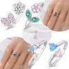 Exquisite Original Copper Open Flower Butterfly Leaf Ring Women Blue Zirconia Star Heart Ring Jewelry Accessory Fine Gifts