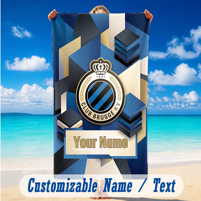 Beach Towel Custom Name Text, Quick Dry Large Towel For Beach HomeClub Brugge FC