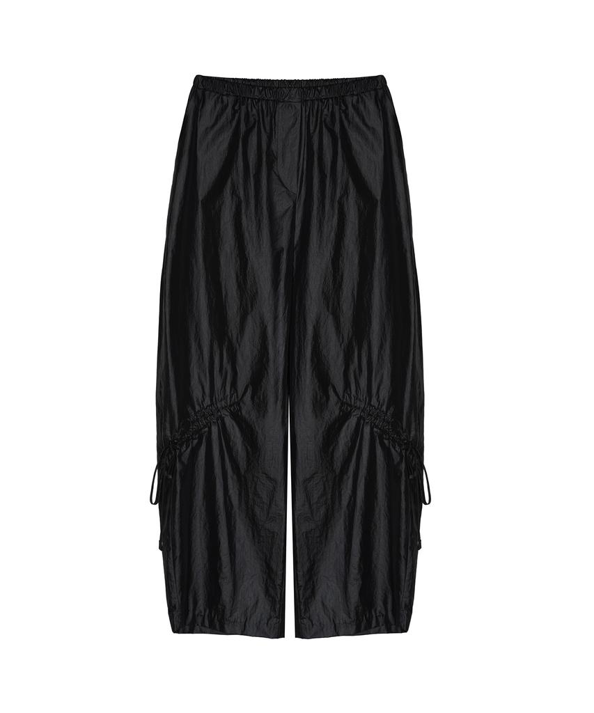 Nigaennikol Glossy Shirring Technic Pants_Black