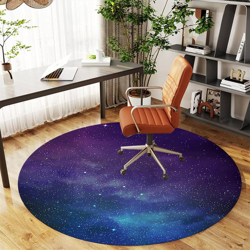 1pc Galaxy Nebula Round Chair Mat Area Rug - Non-Slip, Floor Mat for Office, Bedroom, Home Decor Christmas Gift P0811154