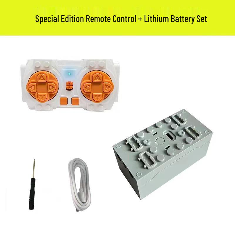 Remote Control High-Speed Motor & Battery Box for Lego Bricks with Black, Red, and Light Modifications