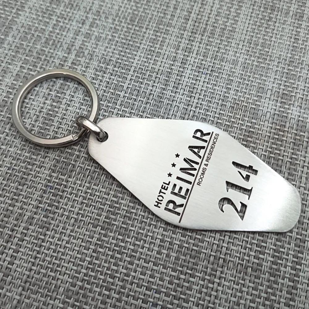 Individueller Metall-Schlüsselanhänger für Hotels, personalisierter digitaler hohler Edelstahl-Schlüsselanhänger, Schmuck, Neu