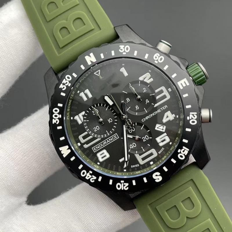 2025 Century BN Men's Quartz Chronograph Watch with Leather Strap and Euro Gear Ring Rubber Wristband