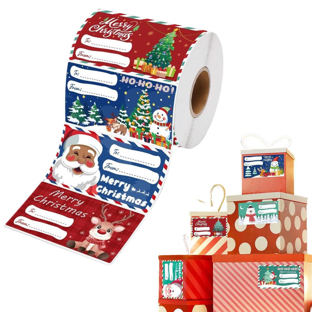 24pcs/roll Christmas Gift Labels DIY Holiday Decor Name Tags Stickers Self-Adhesive Christmas Sticky Labels For Kids Adults