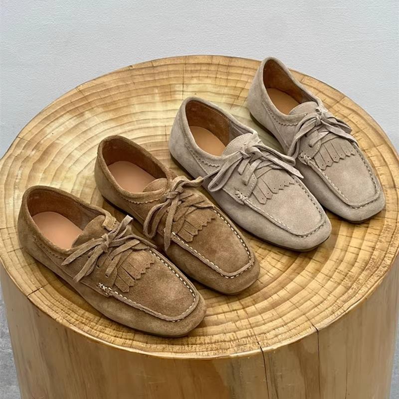 Fashion AIYUQI 2025 Women's Loafers Cow Suede Square Toe Flat Shoes For Women Large Size Shallow Mouth Soft Sole Female Moccasins