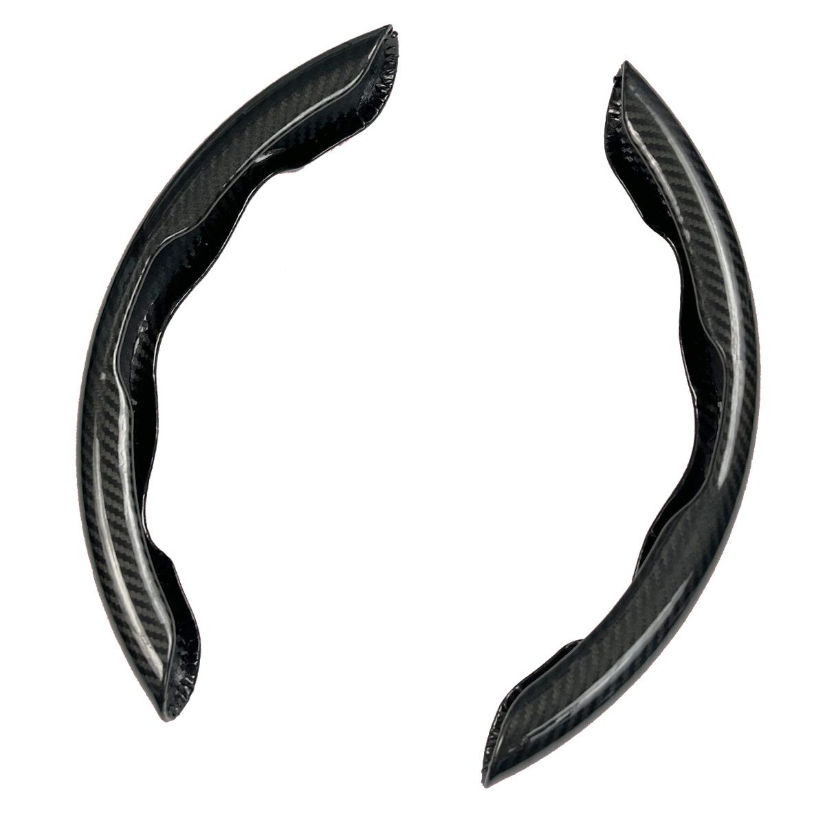 

1 пара чехлов на руль автомобиля, 38 см, 15 дюймов, противоскользящий, из углеродного волокна, черный усилитель руля для украшения автомобиля углеродного волокна черного