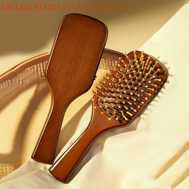 1Pcs Natural Sandalwood Massage Brush Soft Cushion Round Smooth Hair Comb Teeth For Scalp Health