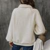 Baifen Zhiyi 2025 Autumn/Winter Women's Casual Solid Color Textured Thick Hoodie with Lapel
