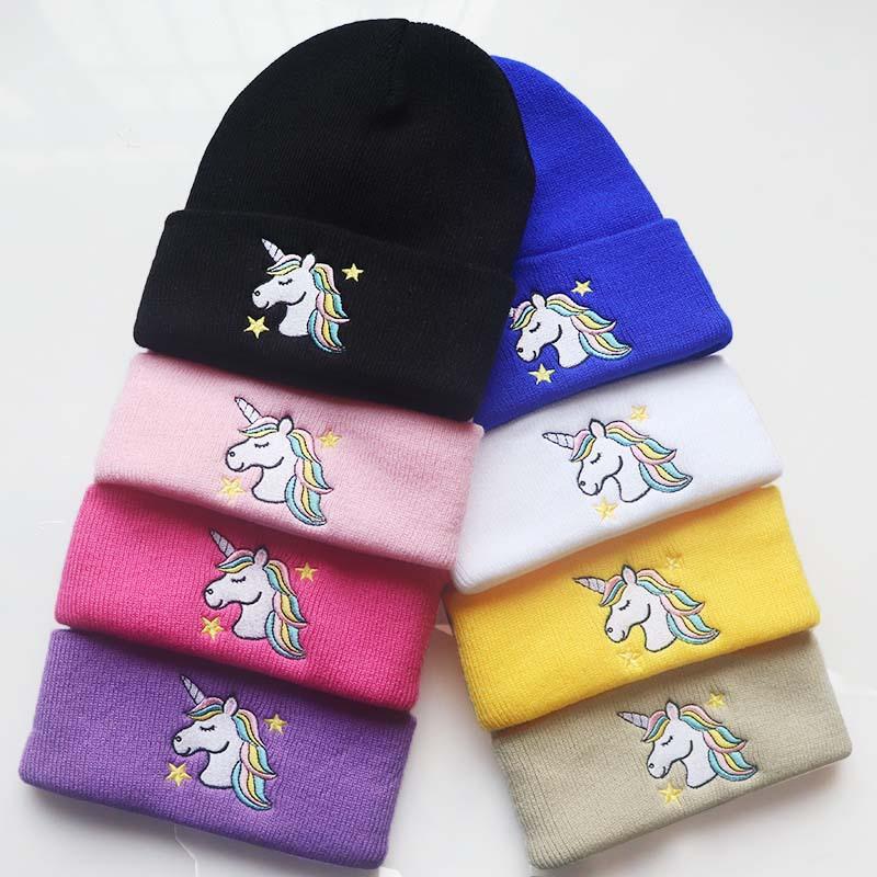 New autumn and winter warm woolen hats for male and female students, unicorn knitted hats, cute pullover hats, ski hats
