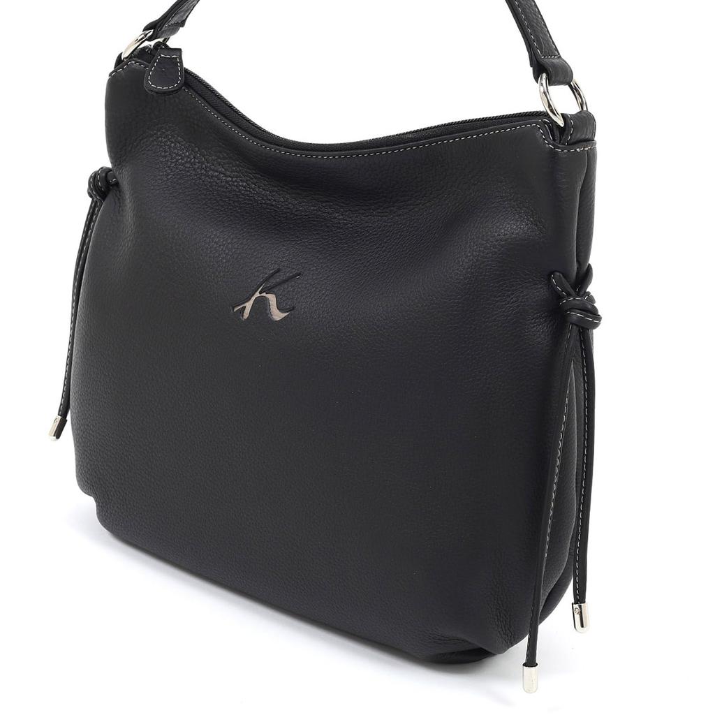 Shrink Material Handbag That Makes Scratches Less Noticeable Beige Stitch 15521 [Kitamura] 2-way Y-1328 Women's Black/Sand [Black]