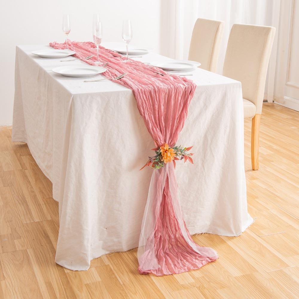 Polyester Fiber Cheesecloth Table Runner 90x400cm Pleated Table Runner Coffee Table